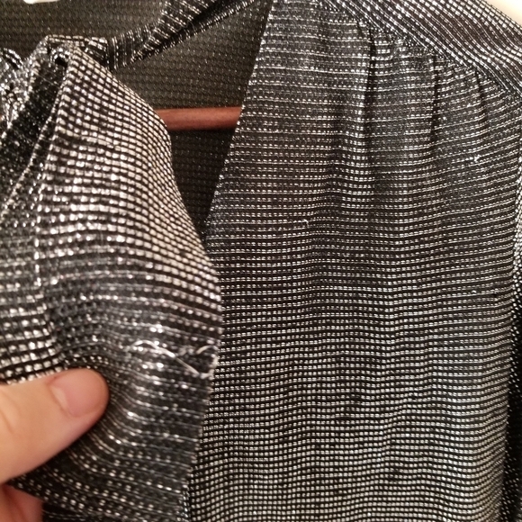 Vintage Koret Glitter Top Long Sleeve Bow Detail Neckline In Vintage Size 14 - Picture 4 of 10